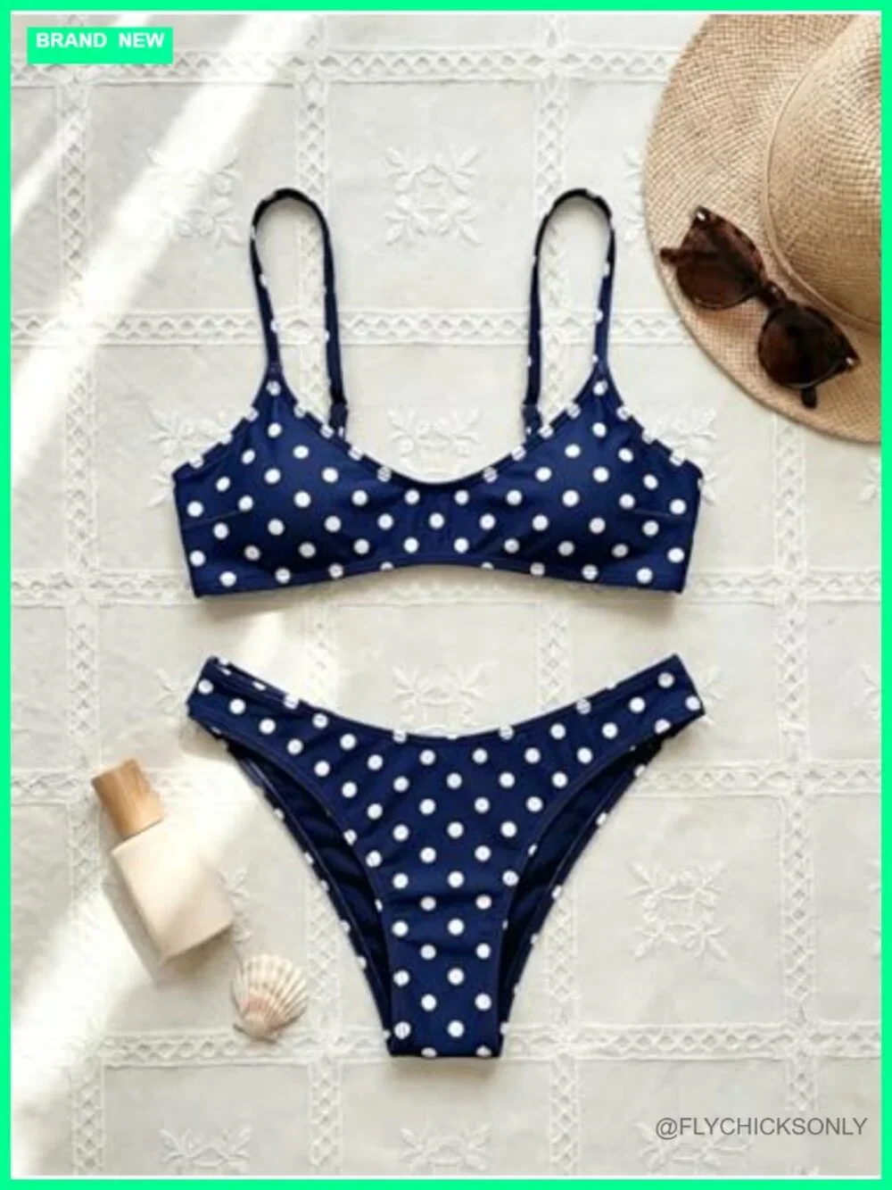 Women's Cheeky Scoop Neck Bikini Set Polka Dot Brazilian 2-Piece Swimwear